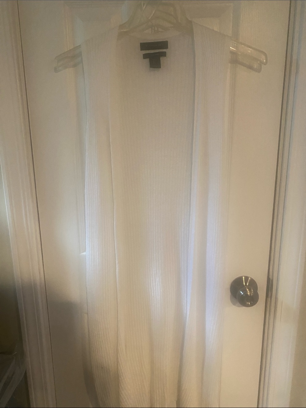 Tahari Cream Open-Front Sheer Tunic Vest